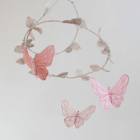 Pink and White Butterfly Mobile